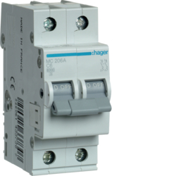 MC206A Disjunctor 2P,  6A,  6kA,  C,  2M