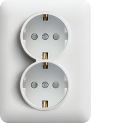 WL1260 Priză dublă SCHUKO,  prot. Copii-alb