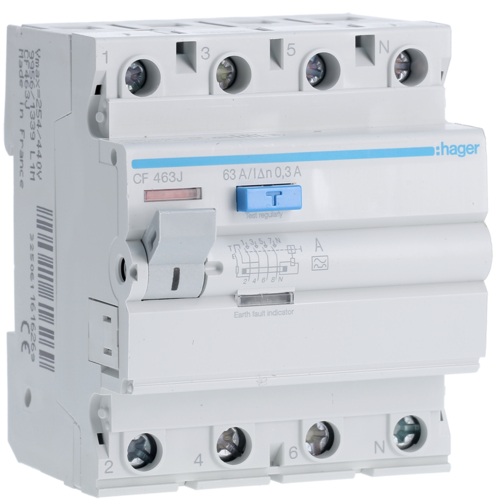CF463J Întrerupător diferențial 4P 63A,  300 mA,  tipA
