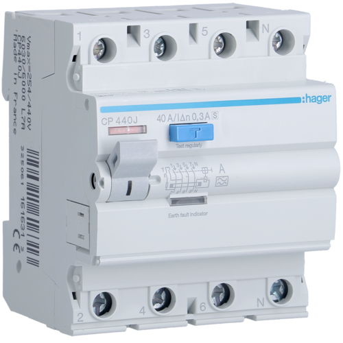 CP440J Întrerupător diferențial 4P 40A,  300 mA,  selectiv