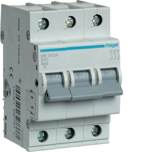 MB340A Disjunctor 3P,  40A,  6kA,  B,  3M