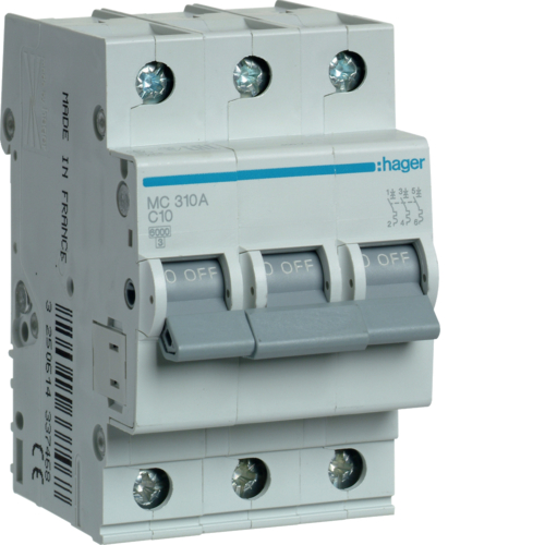 MC310A Disjunctor 3P,  10A,  6kA,  C,  3M