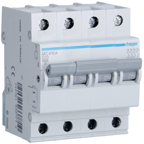 MC410A Disjunctor 4P,  10A,  6kA,  C,  4M