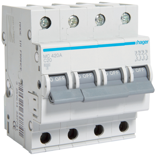 MC420A Disjunctor 4P,  20A,  6kA,  C,  4M