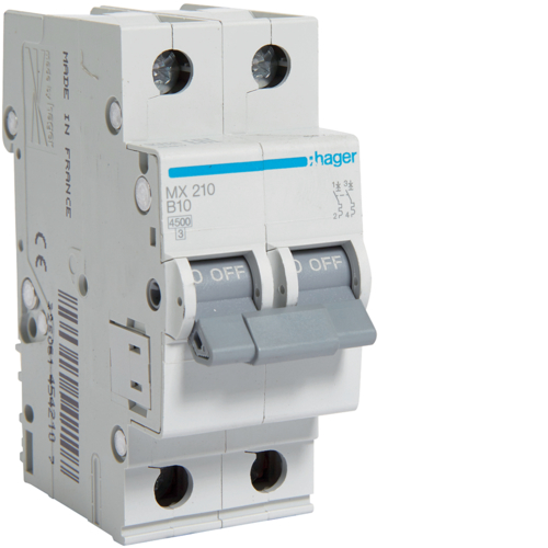 MX210 Disjunctor 2P,  10A,  4,5kA,  B,  2M