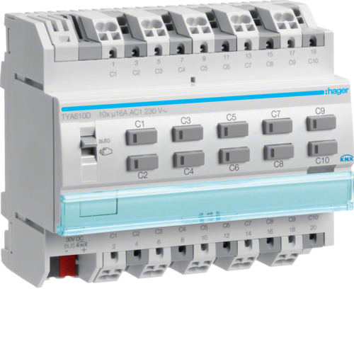 TYA610D Modul 10 ieșiri 16A,  KNX,  C-Load