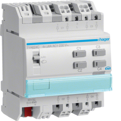 TYA624C Modul ieșire ptr 4 jaluzele,  230V,  KNX