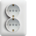 WL1260 Priză dublă SCHUKO,  prot. Copii-alb